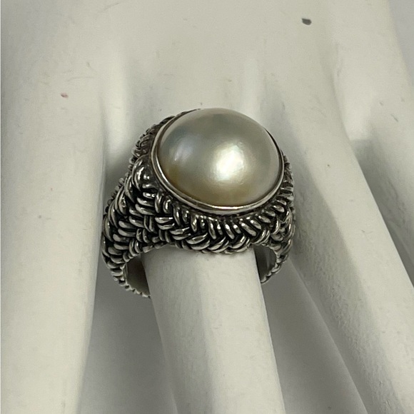 Sara Blaine Sterling Silver Pearl Ring Size 8 - Picture 10 of 10